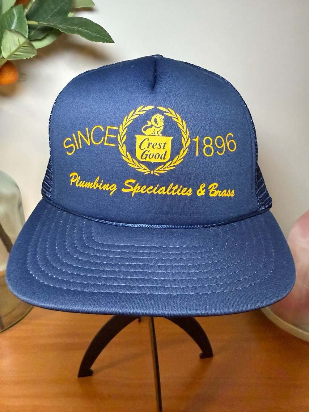 Crest Good Plumbing Specialties & Brass Vintage Trucker Hat Snapback Cap Blue